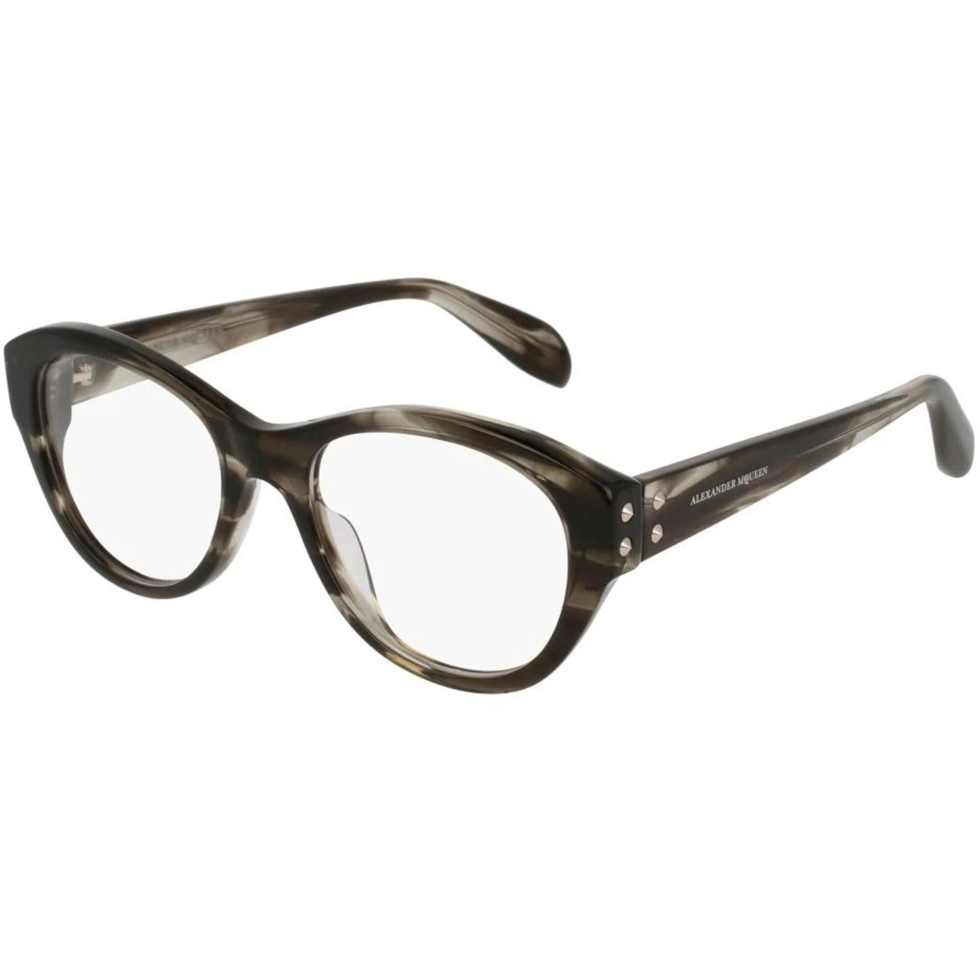 Alexander Mcqueen Women's Eyeglasses - Grey Havana | ALEXANDER MCQUEEN AM0053O 008