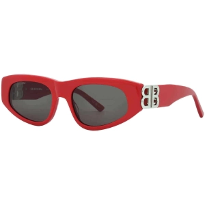 Balenciaga Women's Sunglasses - Red Acetate Cat Eye Frame Grey Lens | BB0095S 016