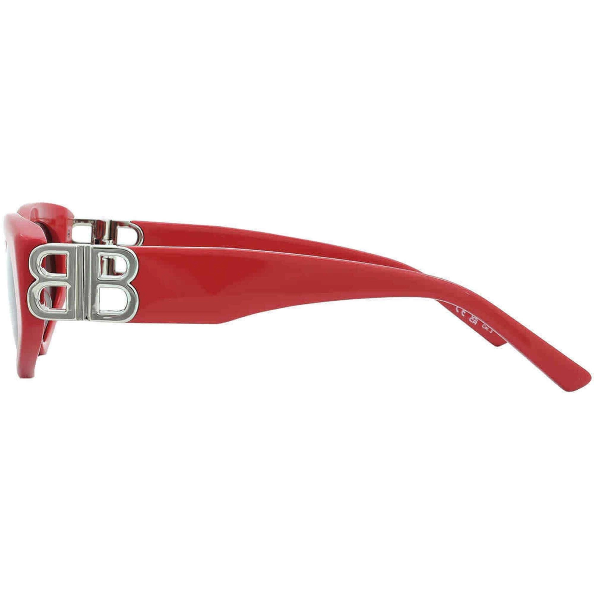 Balenciaga Women's Sunglasses - Red Acetate Cat Eye Frame Grey Lens | BB0095S 016