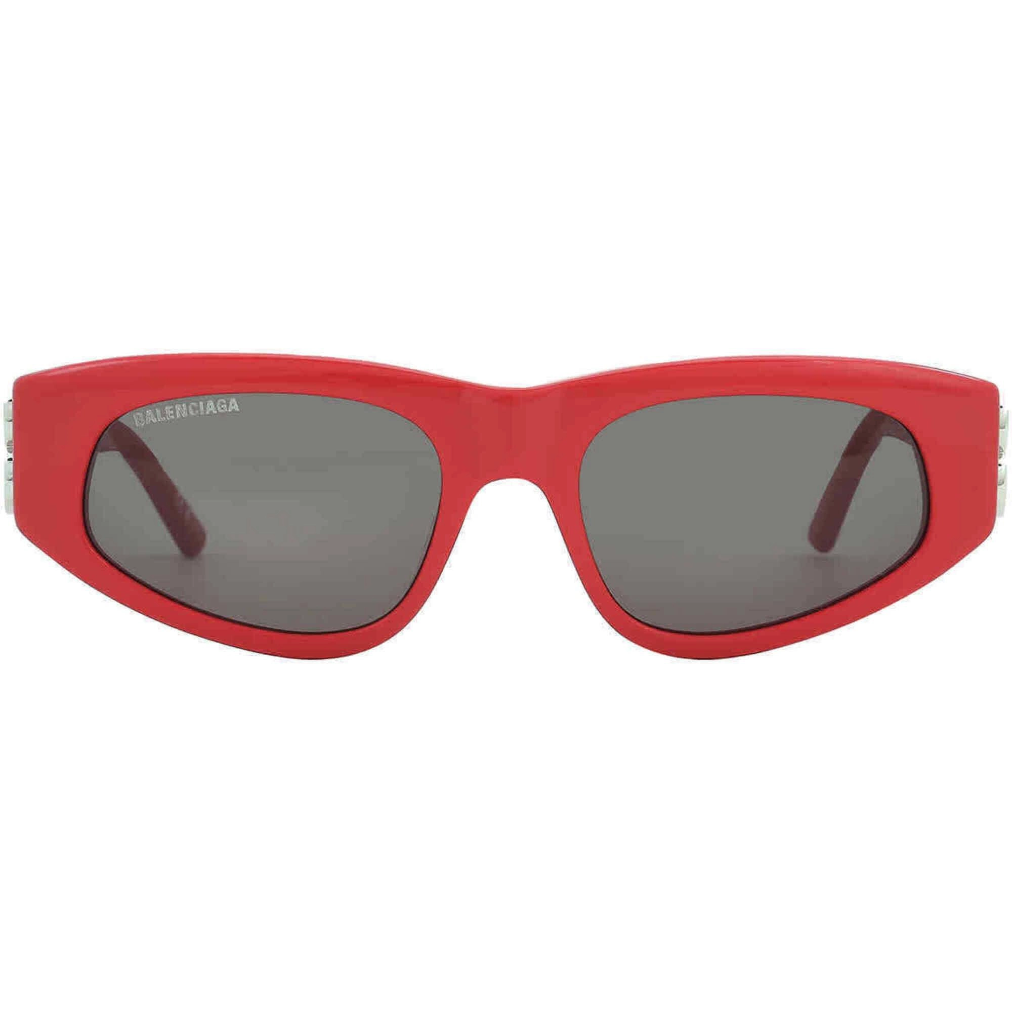 Balenciaga Women's Sunglasses - Red Acetate Cat Eye Frame Grey Lens | BB0095S 016
