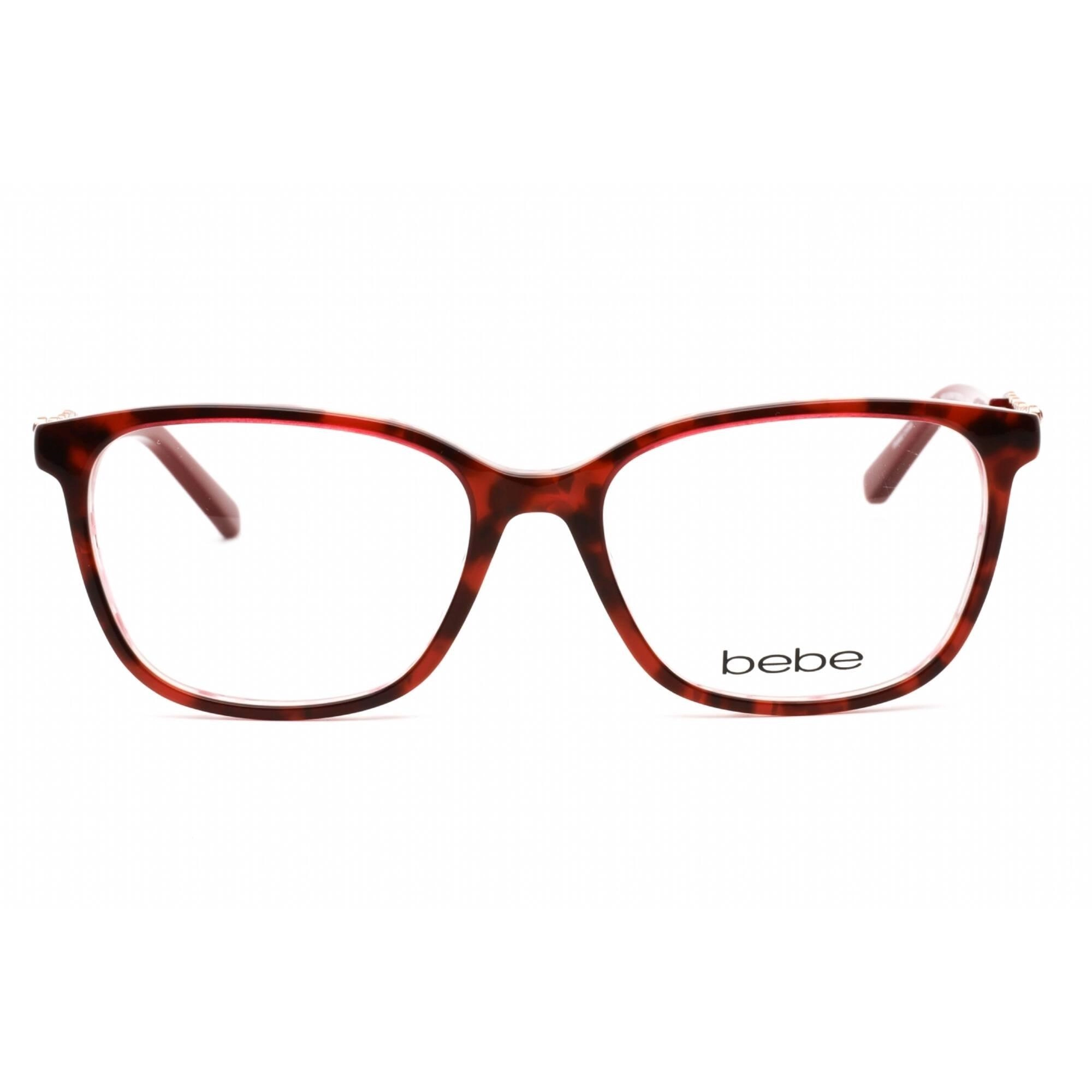 Bebe Women's Eyeglasses - Berry Tortoise Rectangular Shape Frame Clear Lens | BB5176 650