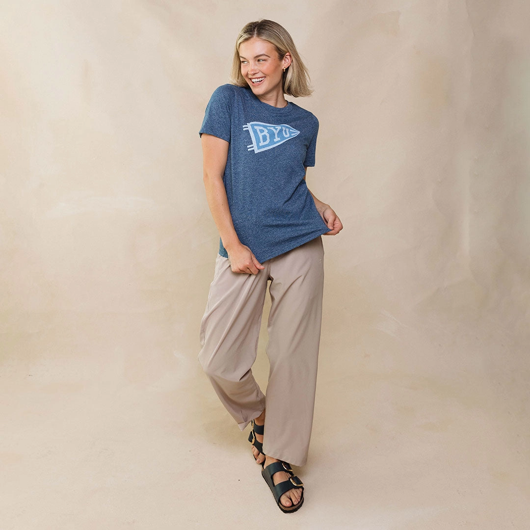 BYU Boyfriend Tee, Navy Tilt Flag