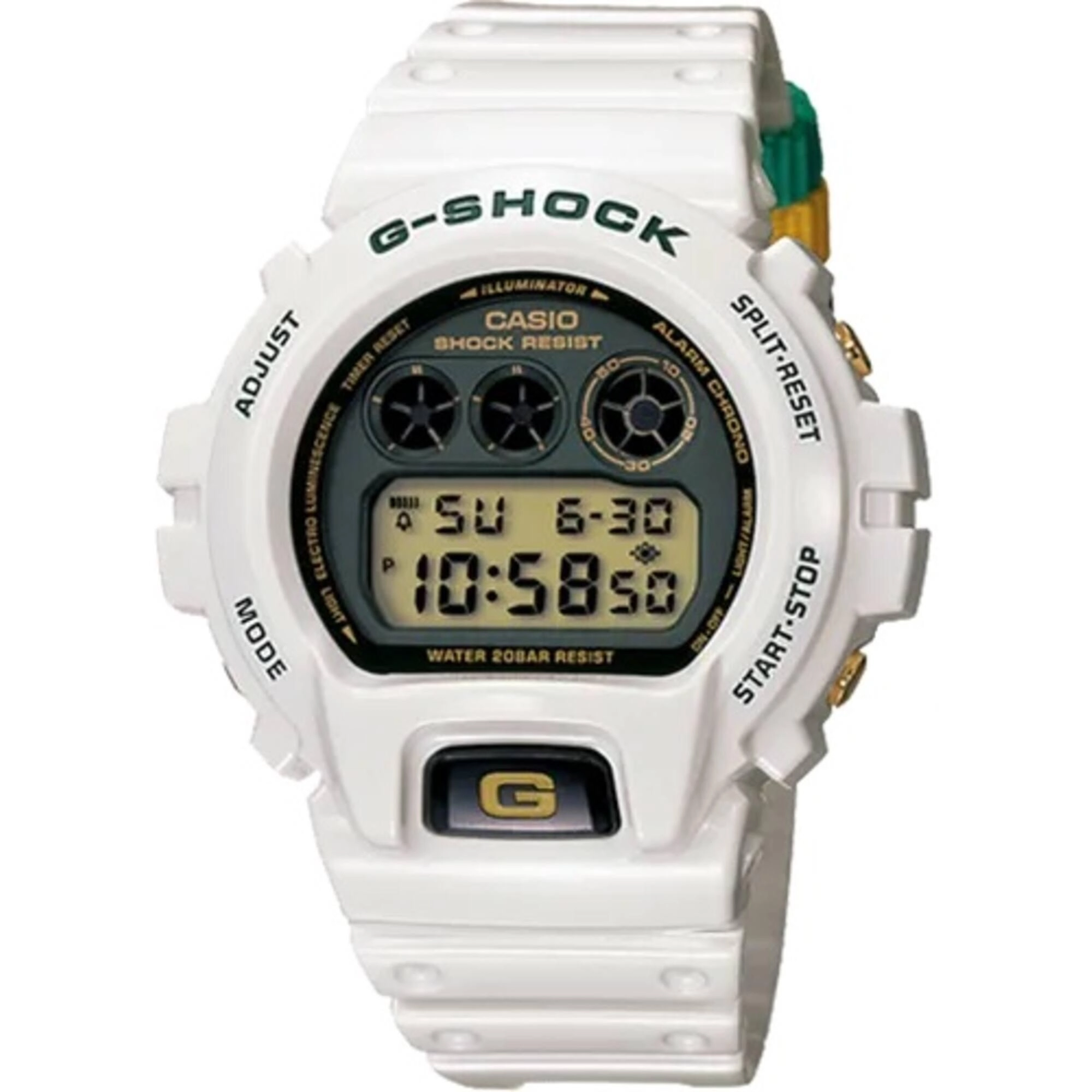 Casio Men's Watch - G-Shock Alarm White Resin Strap Digital Quartz Dive | DW-6900R-7