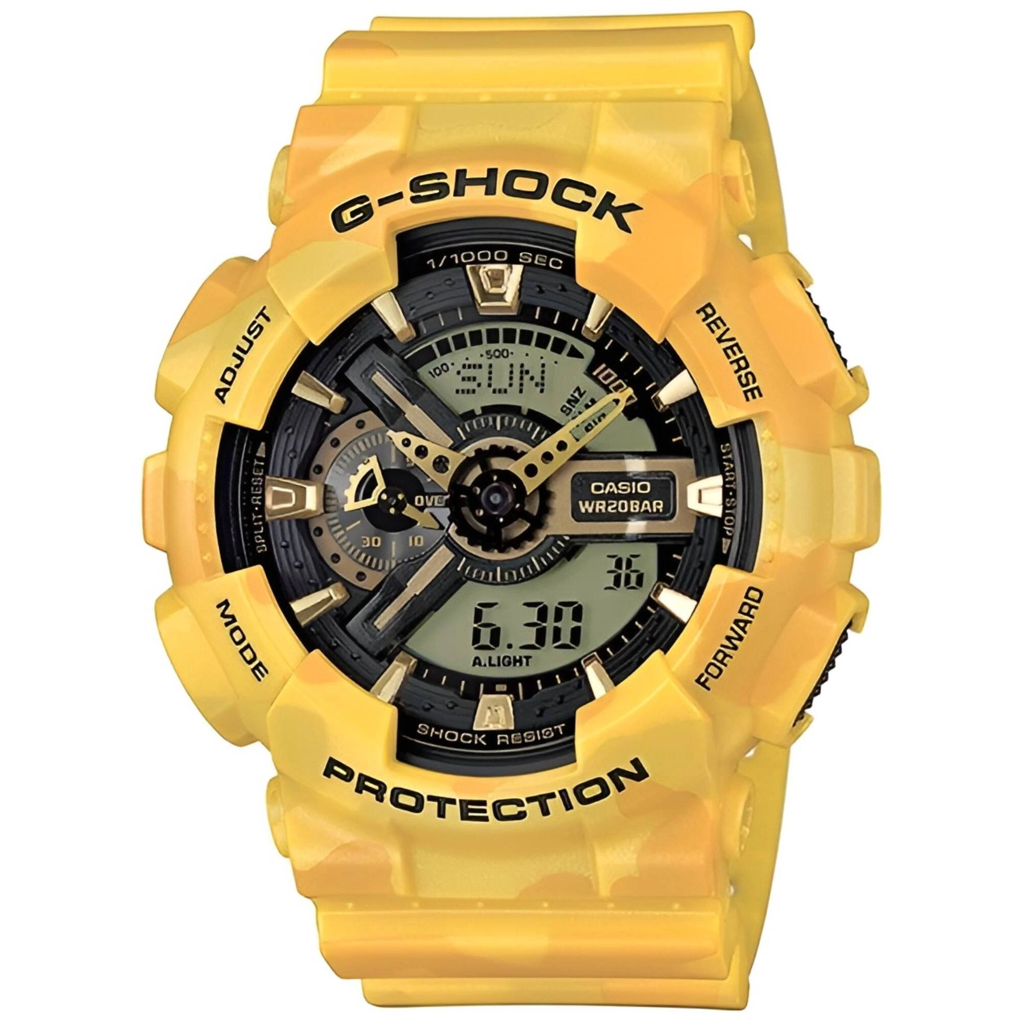 Casio Men's Watch - G-Shock Yellow Camouflage Resin Strap Analog-Digital | GA110CM-9A