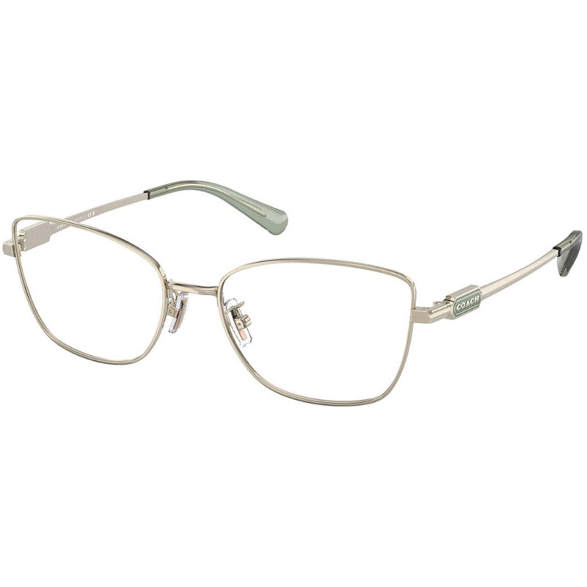 Coach Women's Eyeglasses - Shiny Light Gold Metal Cat Eye Frame Demo Lens | 5147 9425