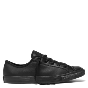 CONVERSE WOMEN'S CHUCK TAYLOR ALL STAR DAINTY LOW TOP TRIPLE BLACK LEATHER SHOE