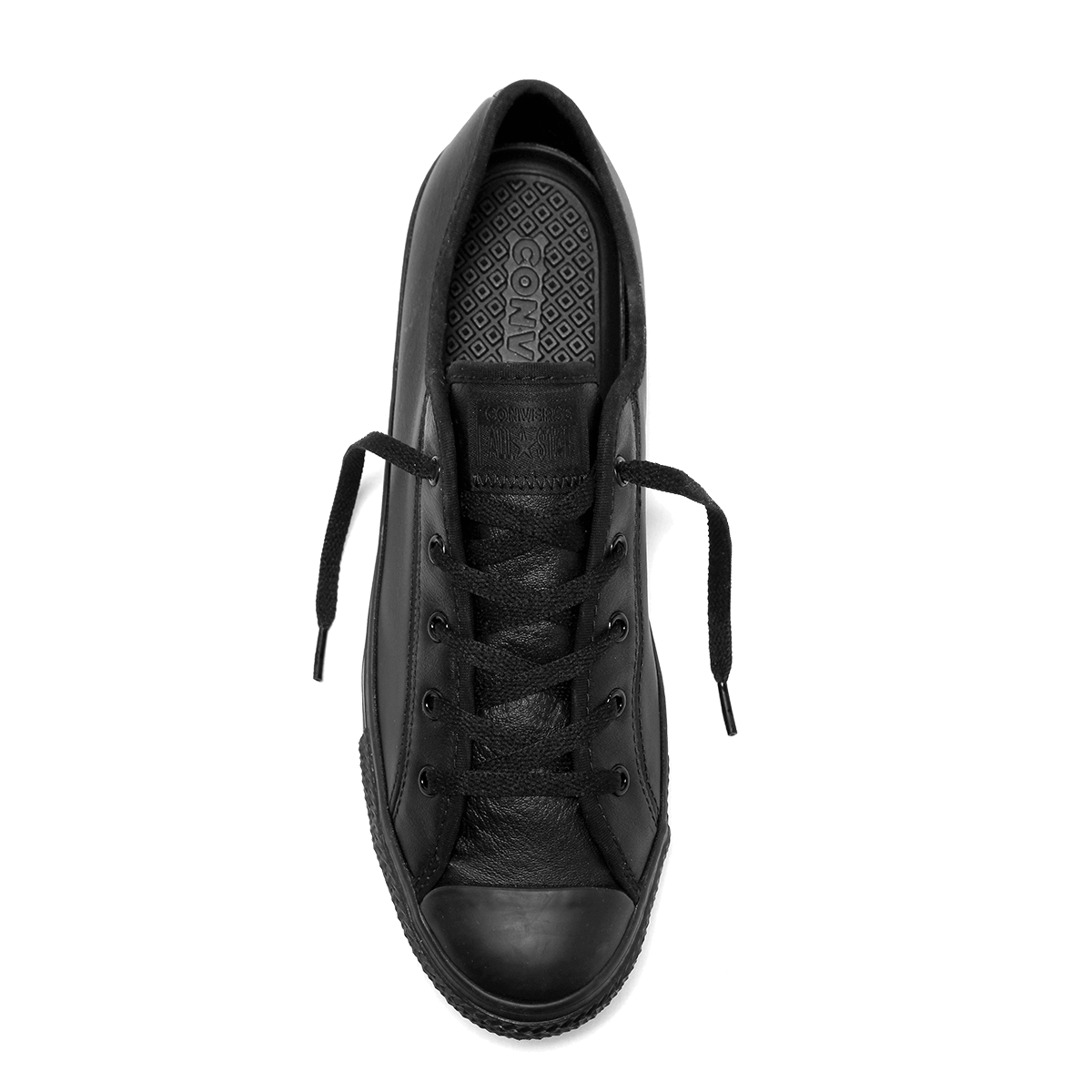 CONVERSE WOMEN'S CHUCK TAYLOR ALL STAR DAINTY LOW TOP TRIPLE BLACK LEATHER SHOE