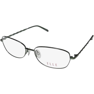 Elle Women's Eyeglasses - Antique Green Metal Oval Frame Demo Lens | ELLE 13366 GN