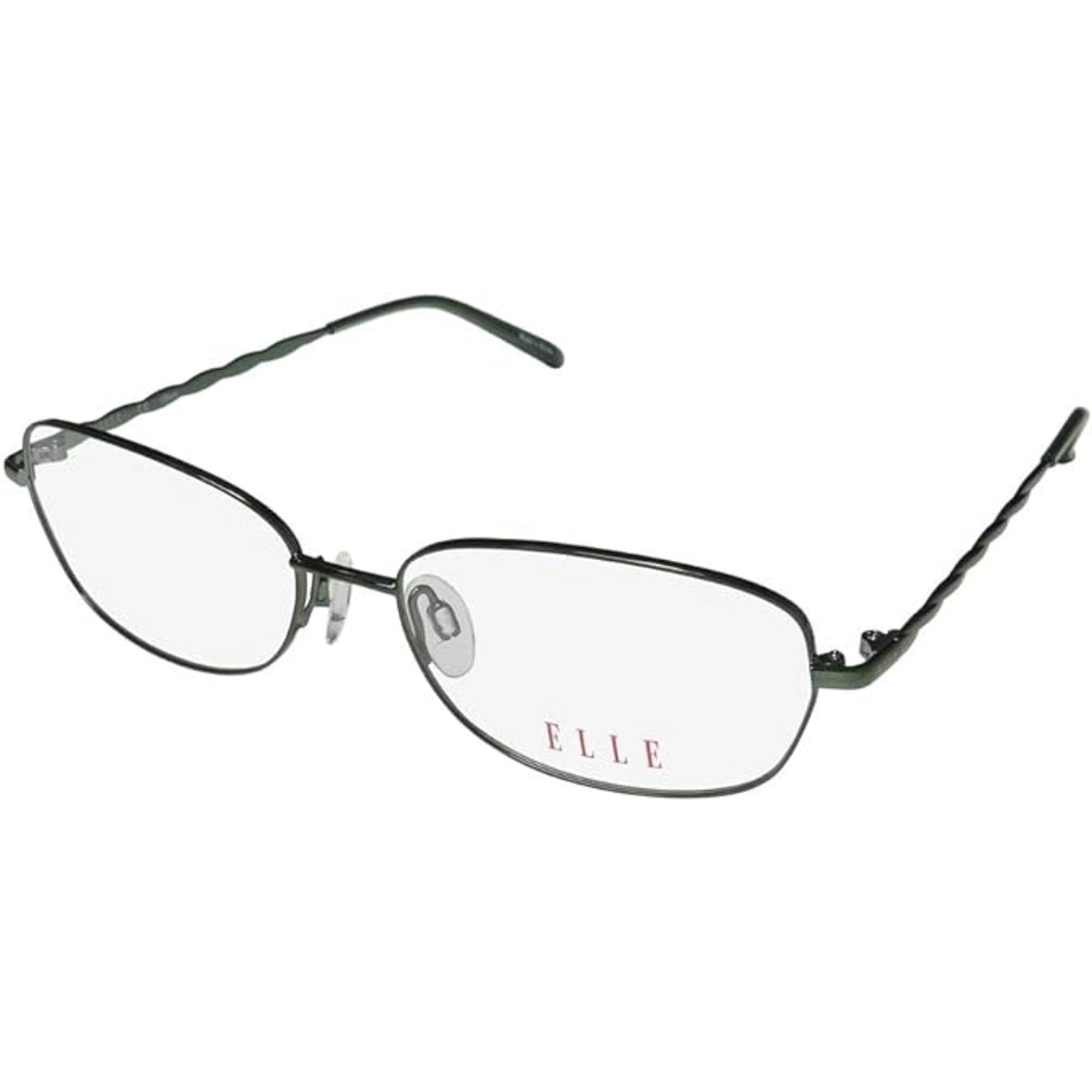 Elle Women's Eyeglasses - Antique Green Metal Oval Frame Demo Lens | ELLE 13366 GN