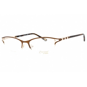 Emozioni Women's Eyeglasses - Brown Gold Half Rim Cat Eye Frame | EM 4398 0FG4 00