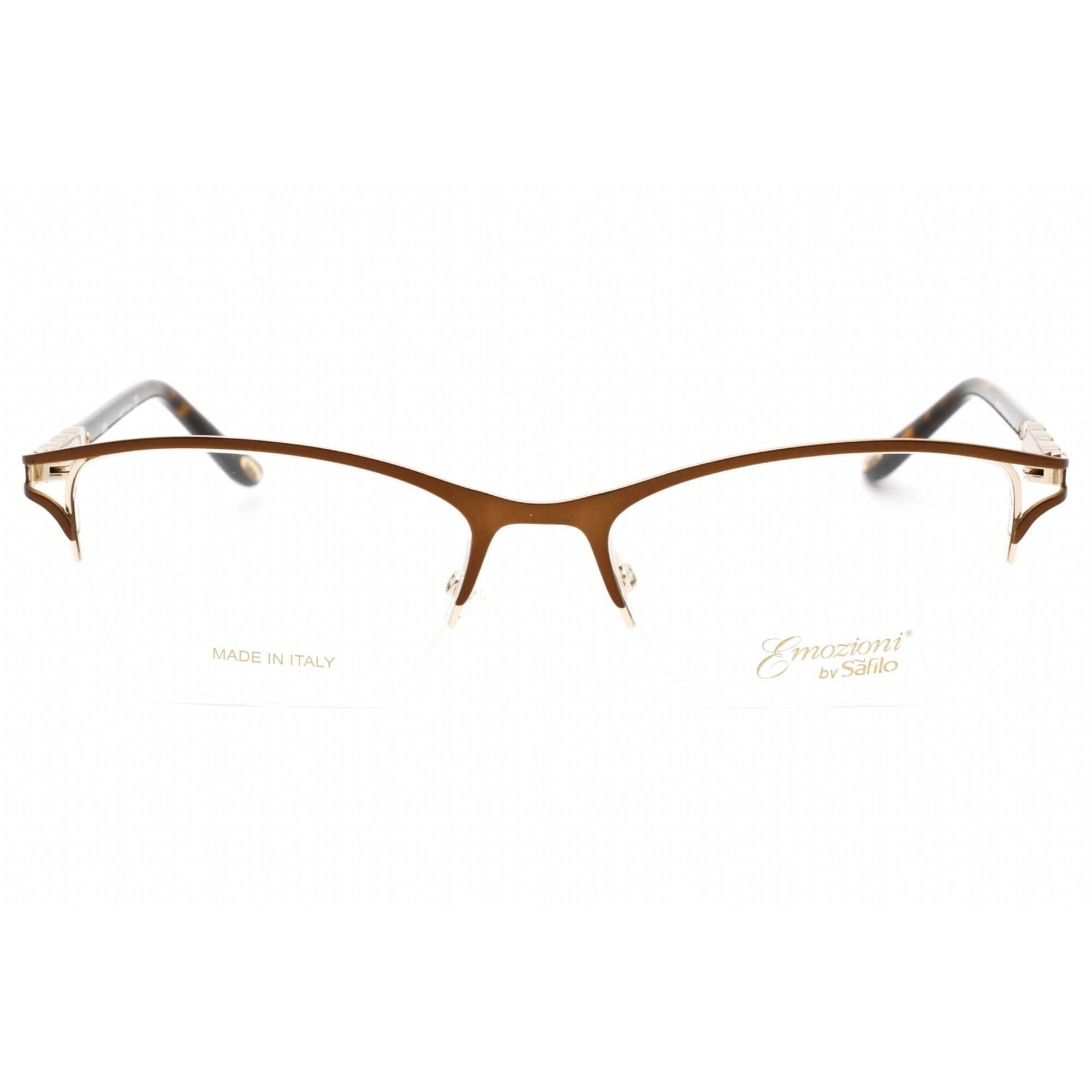 Emozioni Women's Eyeglasses - Brown Gold Half Rim Cat Eye Frame | EM 4398 0FG4 00