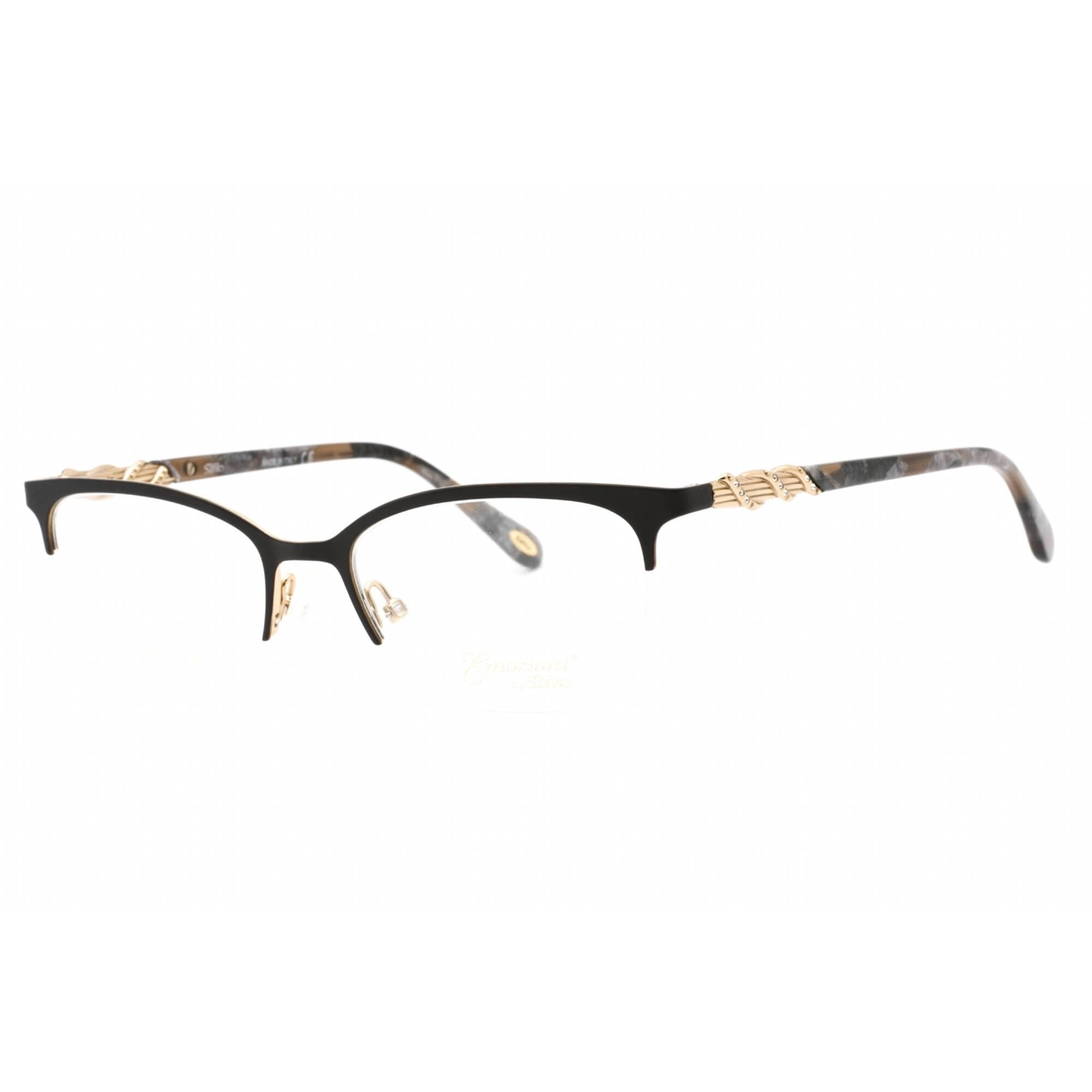 Emozioni Women's Eyeglasses - Matte Black Gold Cat Eye Full Rim | EM 4412 0I46 00