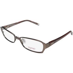 Esprit Women's Eyeglasses - Brown Metal Rectangular Frame Demo Lens | ESPRIT 17368 535