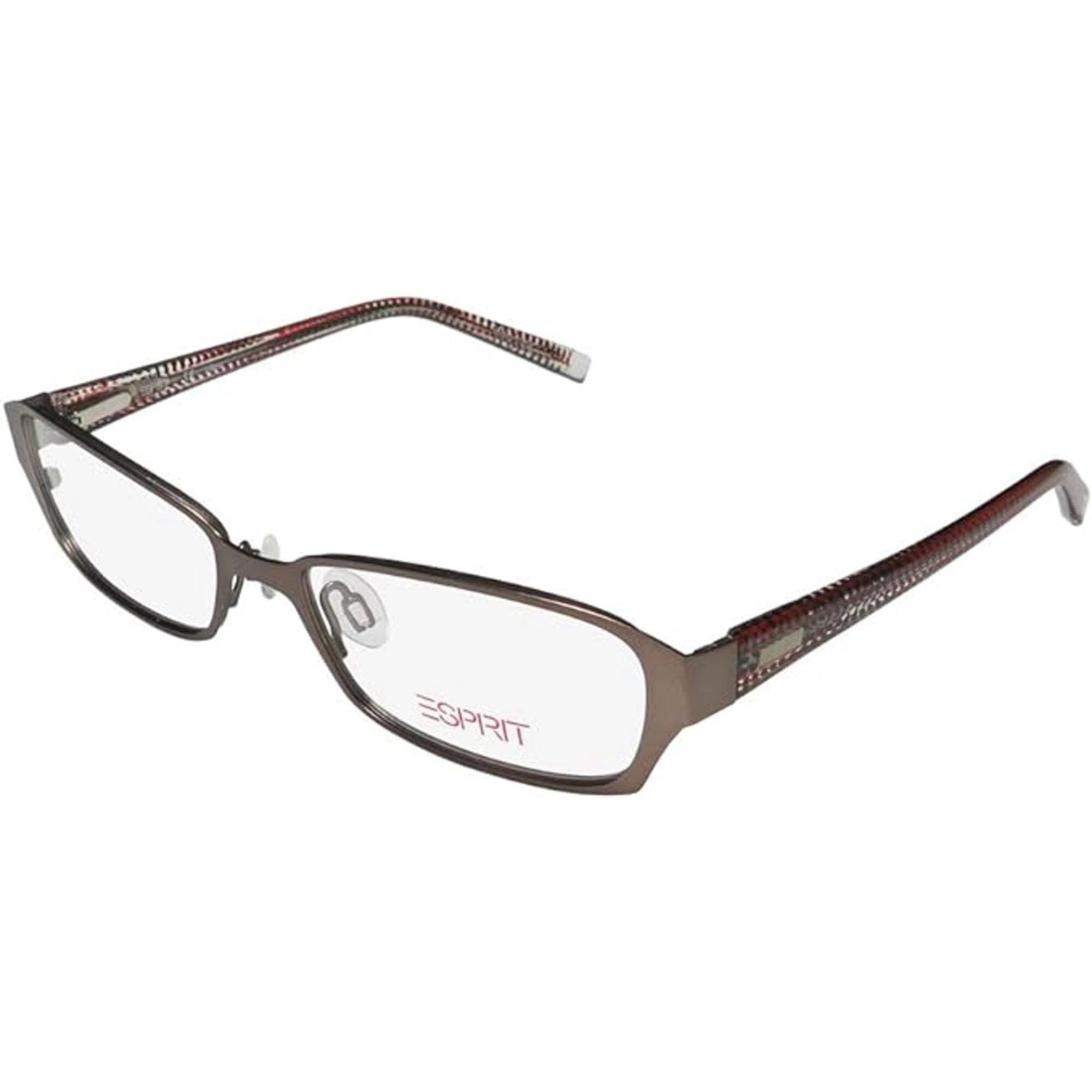 Esprit Women's Eyeglasses - Brown Metal Rectangular Frame Demo Lens | ESPRIT 17368 535