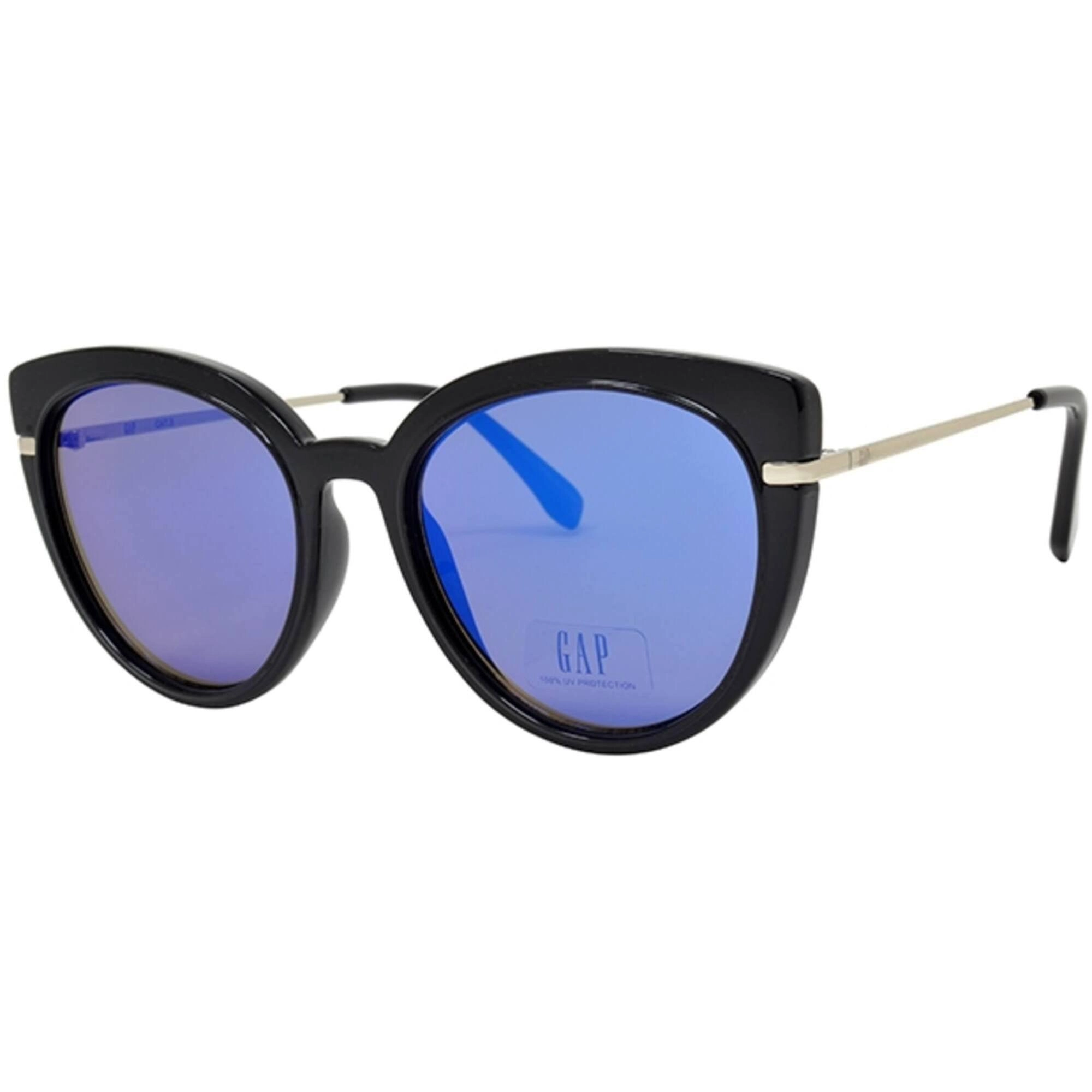 Gap Women's Sunglasses - Black Plastic Cat Eye Frame Blue Lens | GAP SGP407 BLA