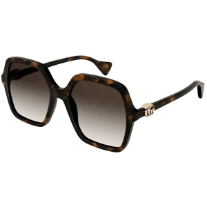Gucci Women's Sunglasses - Havana Acetate Full Rim Square Shape Frame | GG1072SA 002