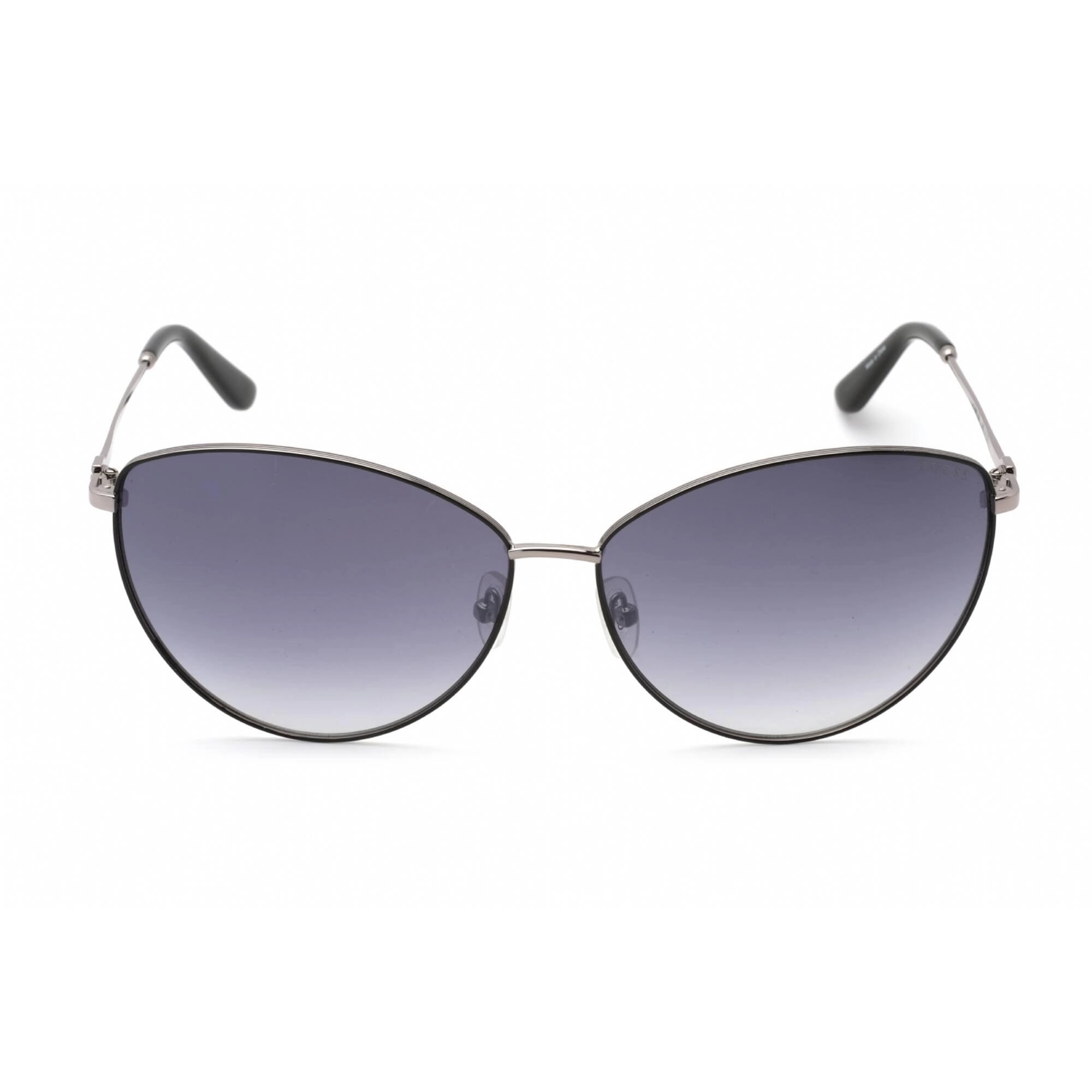 Guess Women's Sunglasses - Full Rim Shiny Gunmetal Metal Cat Eye Frame | GU7746 08B