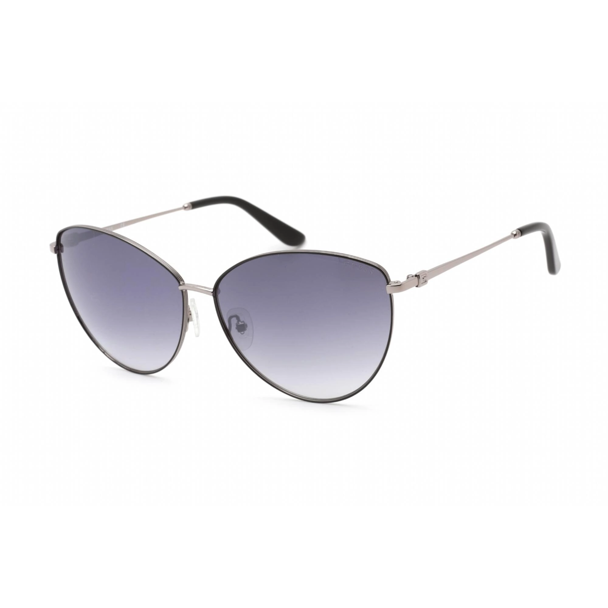 Guess Women's Sunglasses - Full Rim Shiny Gunmetal Metal Cat Eye Frame | GU7746 08B