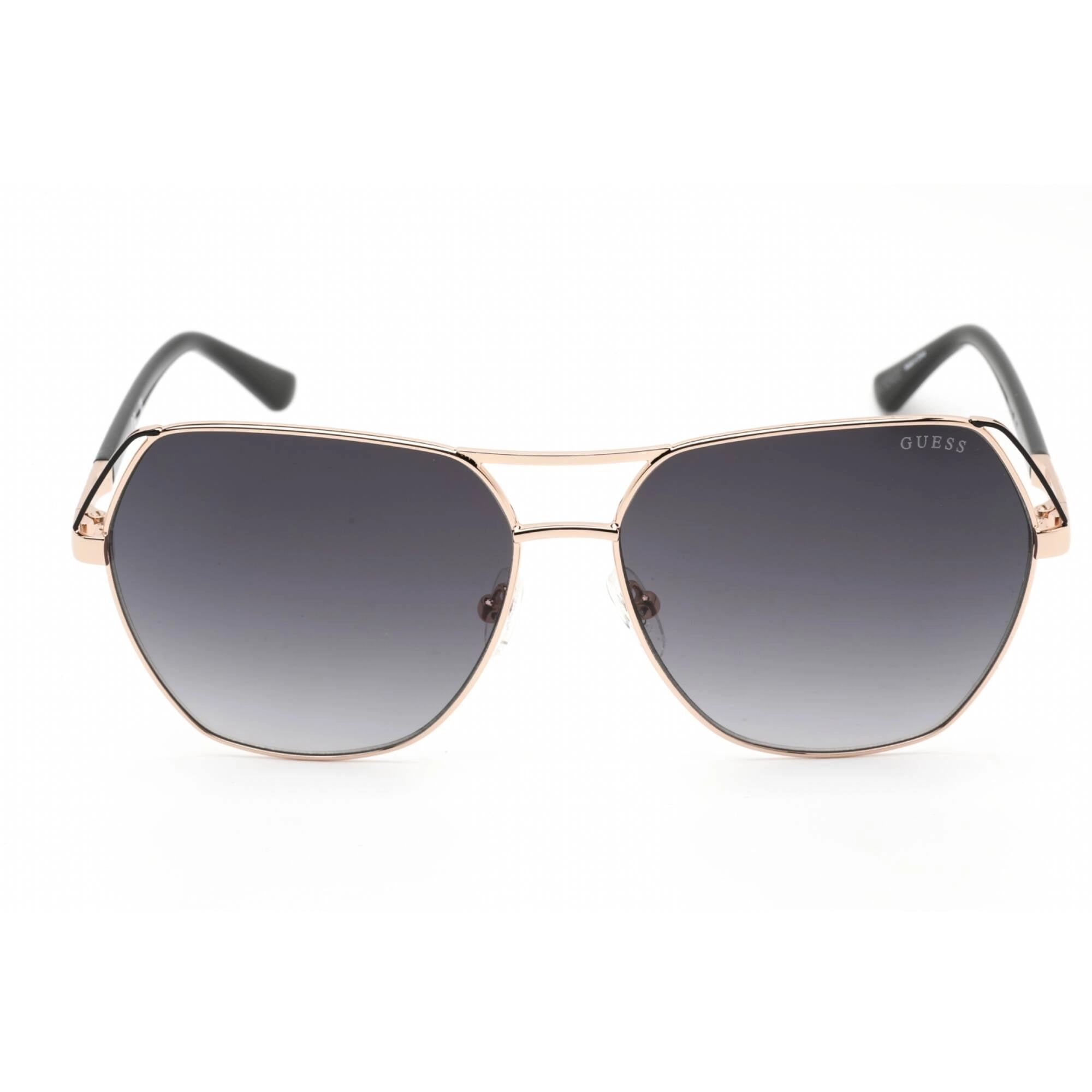 Guess Women's Sunglasses - Shiny Rose Gold Metal Aviator Frame Smoke Lens | GU7825 28B
