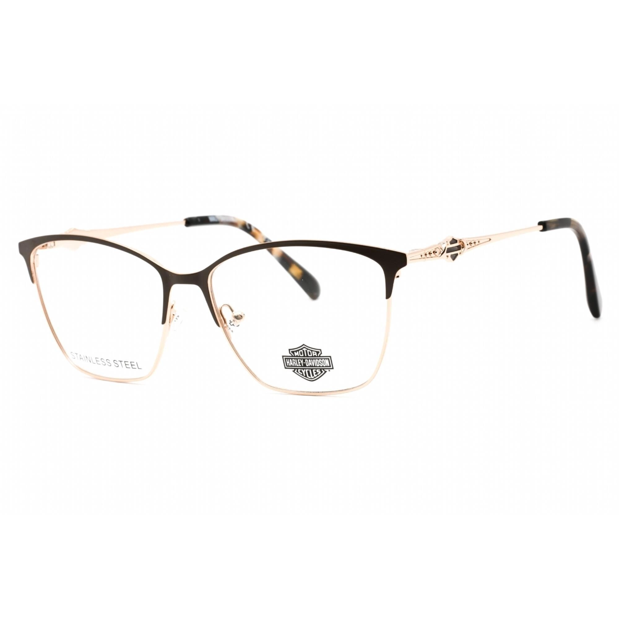 Harley Davidson Women's Eyeglasses - Matte Dark Brown Metal Rectangular | HD0565 049