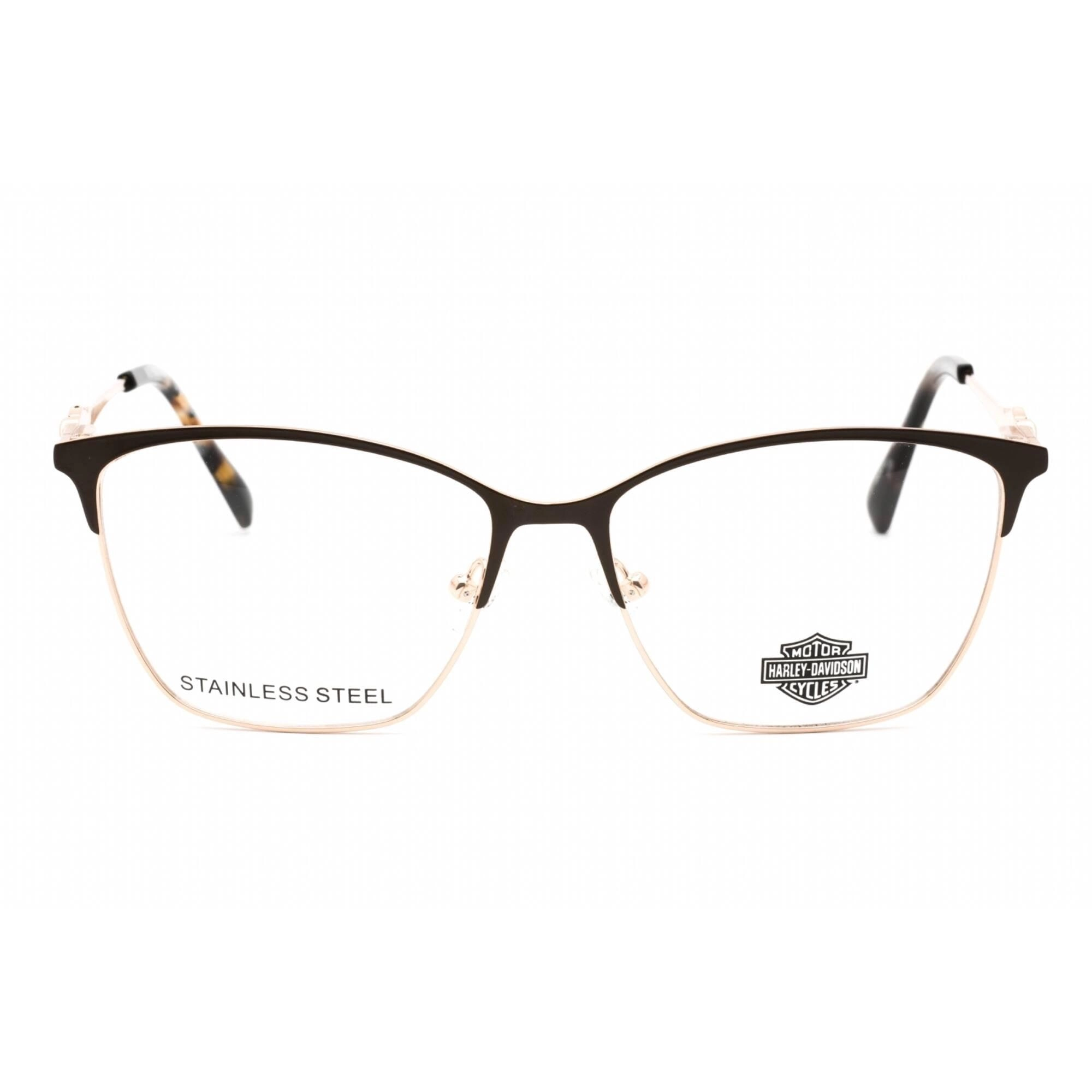 Harley Davidson Women's Eyeglasses - Matte Dark Brown Metal Rectangular | HD0565 049