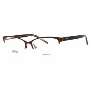 Hugo Women's Eyeglasses - Matte Brown Metal Cat Eye Half Rim Frame | HG 1079 04IN 00