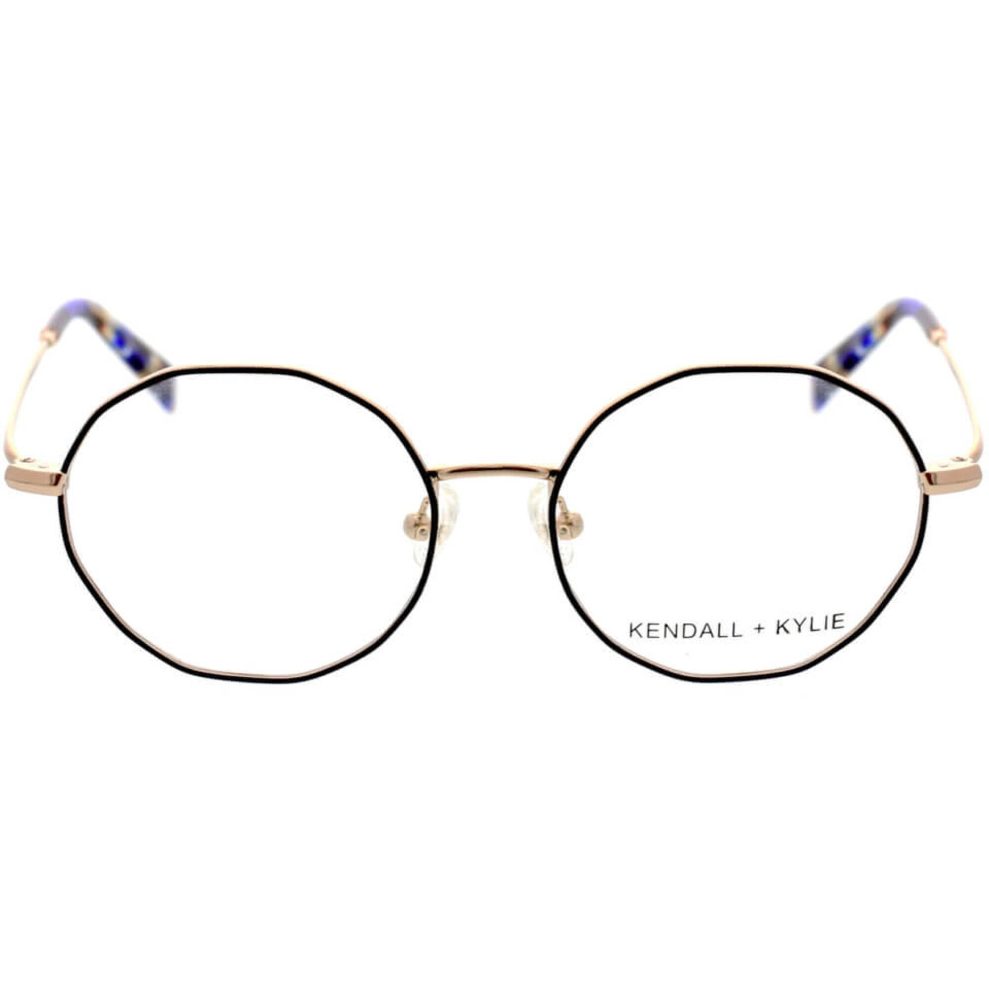 Kendall   Kylie Women's Eyeglasses - Black/Gold Geometric Frame | KKO197 ELENA 001