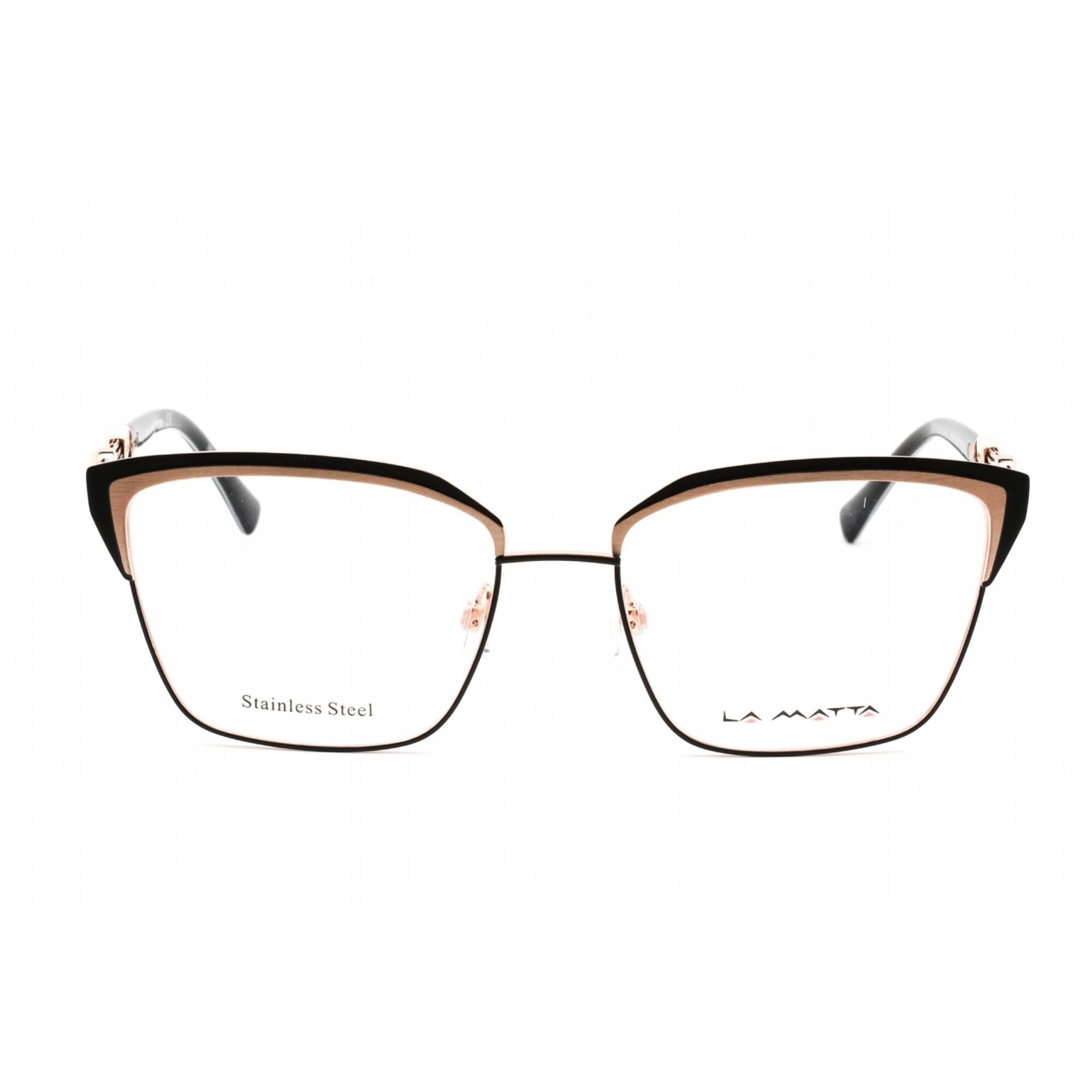 La Matta Women's Eyeglasses - Full Rim Cat Eye Black/Gold Metal Frame | LMV3305 C2