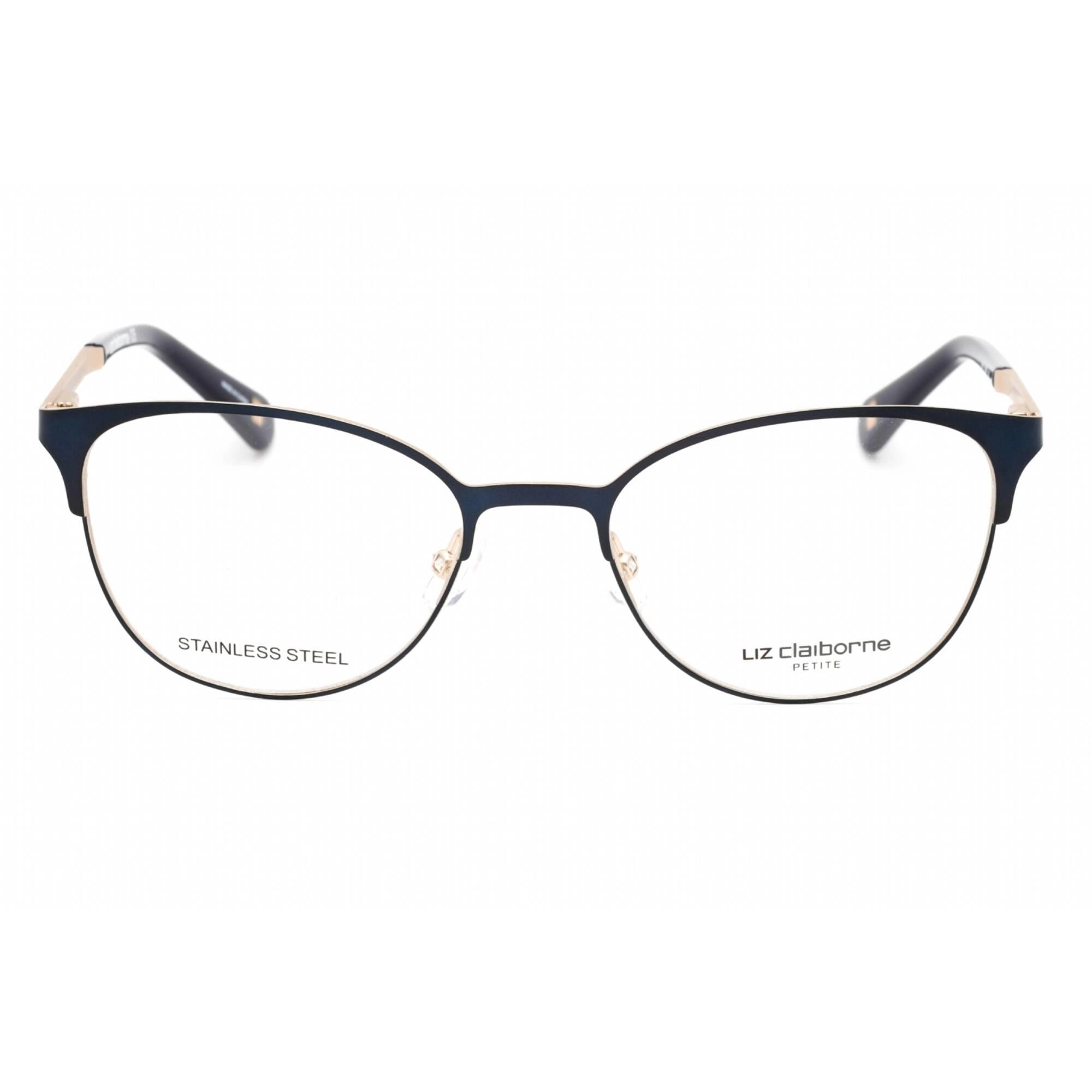 Liz Claiborne Women's Eyeglasses - Semi Matte Navy Metal Cat Eye Frame | L 445 0E8W 00