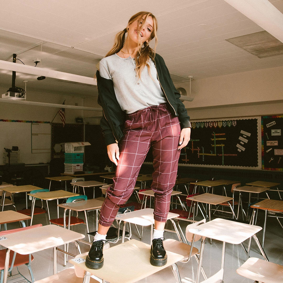 Maroon Windowpane Jetsetters