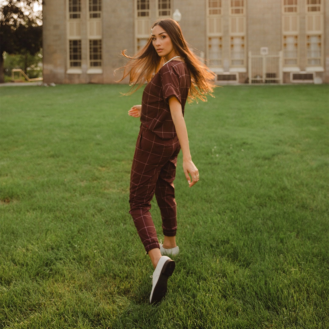 Maroon Windowpane Jetsetters