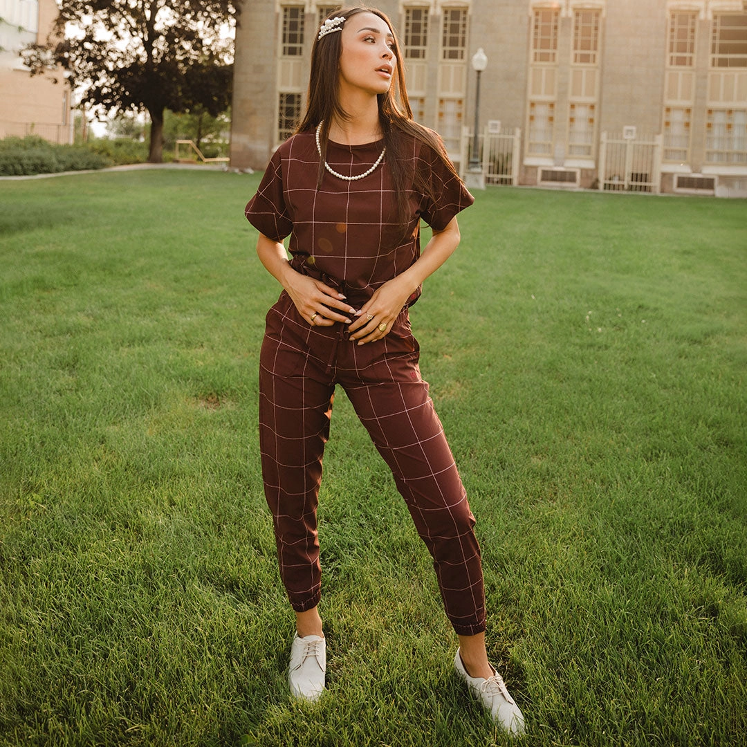 Maroon Windowpane Jetsetters