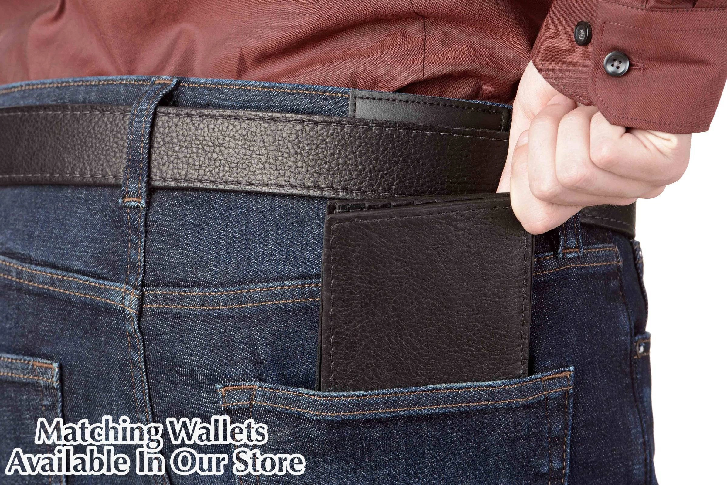 Men's Black American Bison Leather Belt