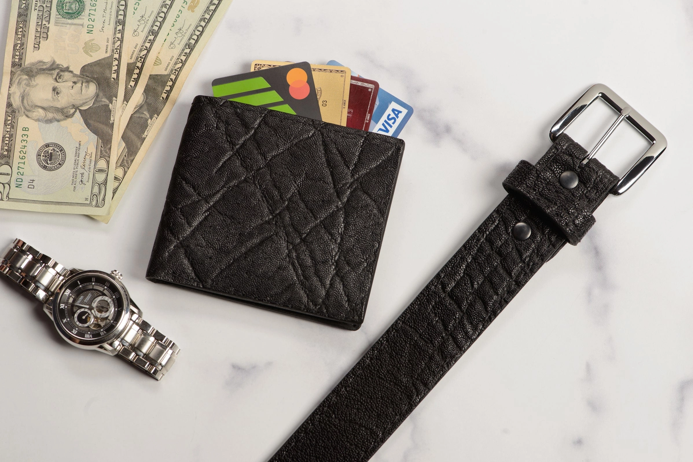 Men's Black Elephant Leather Belt