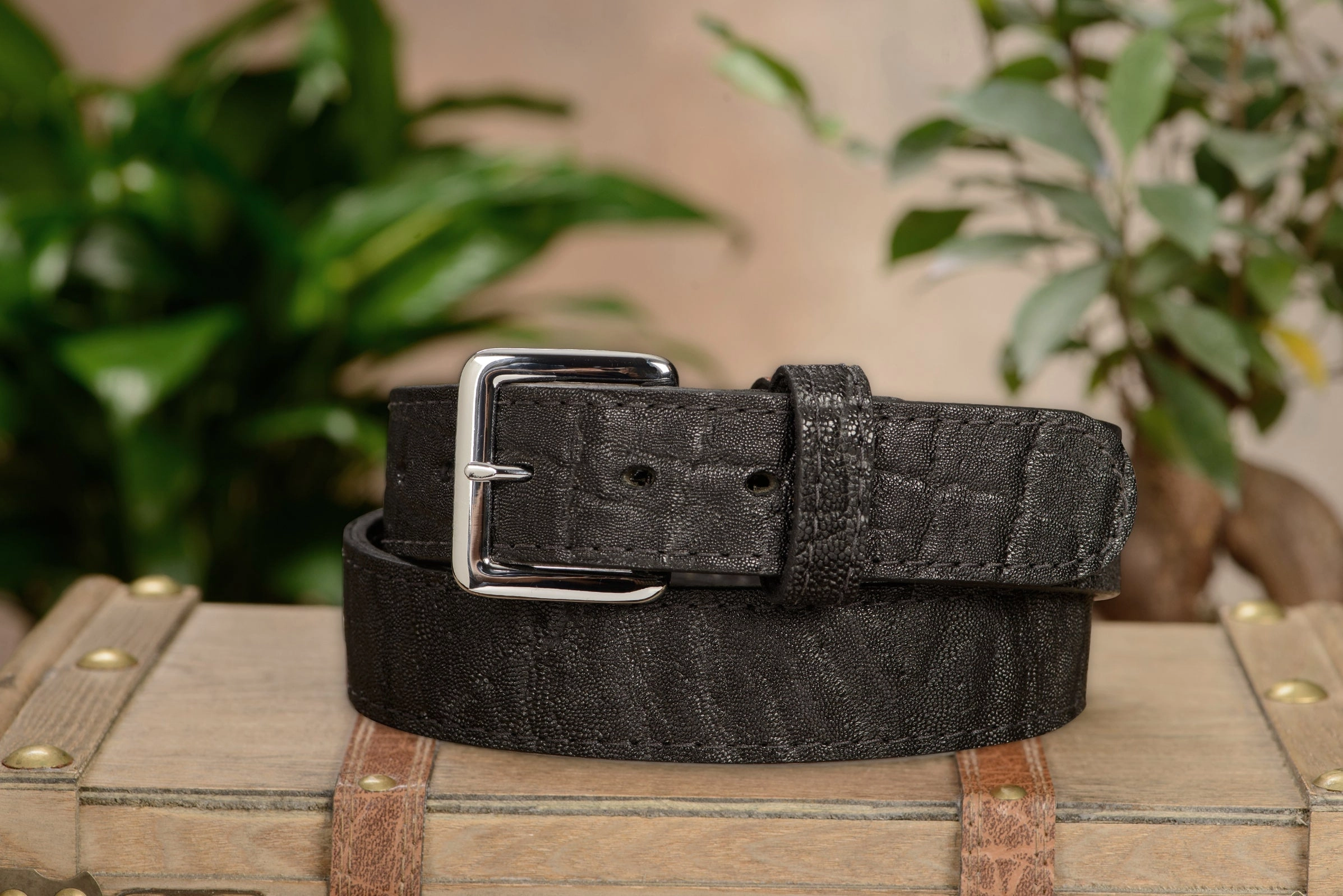 Men's Black Elephant Leather Belt