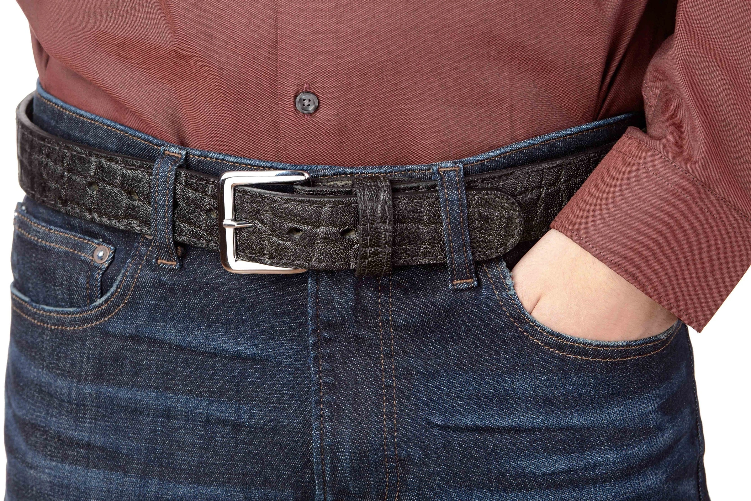 Men's Black Elephant Leather Belt