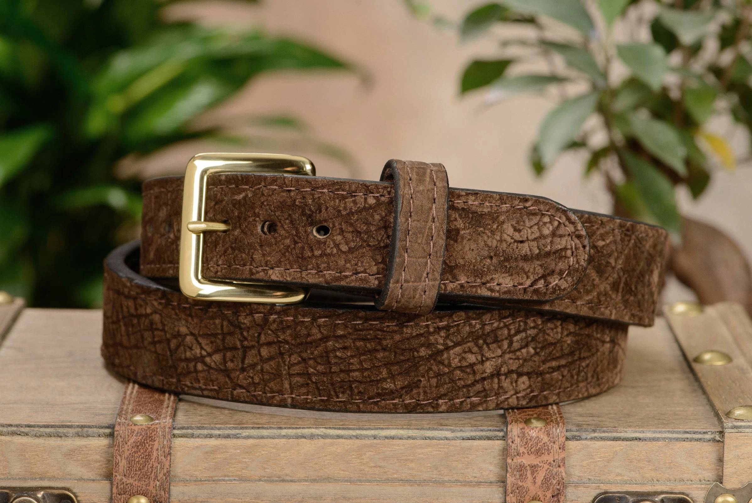 Men's Brown Hippopotamus Leather Belt