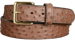 Men's Brown South African Ostrich Skin Leather Belt