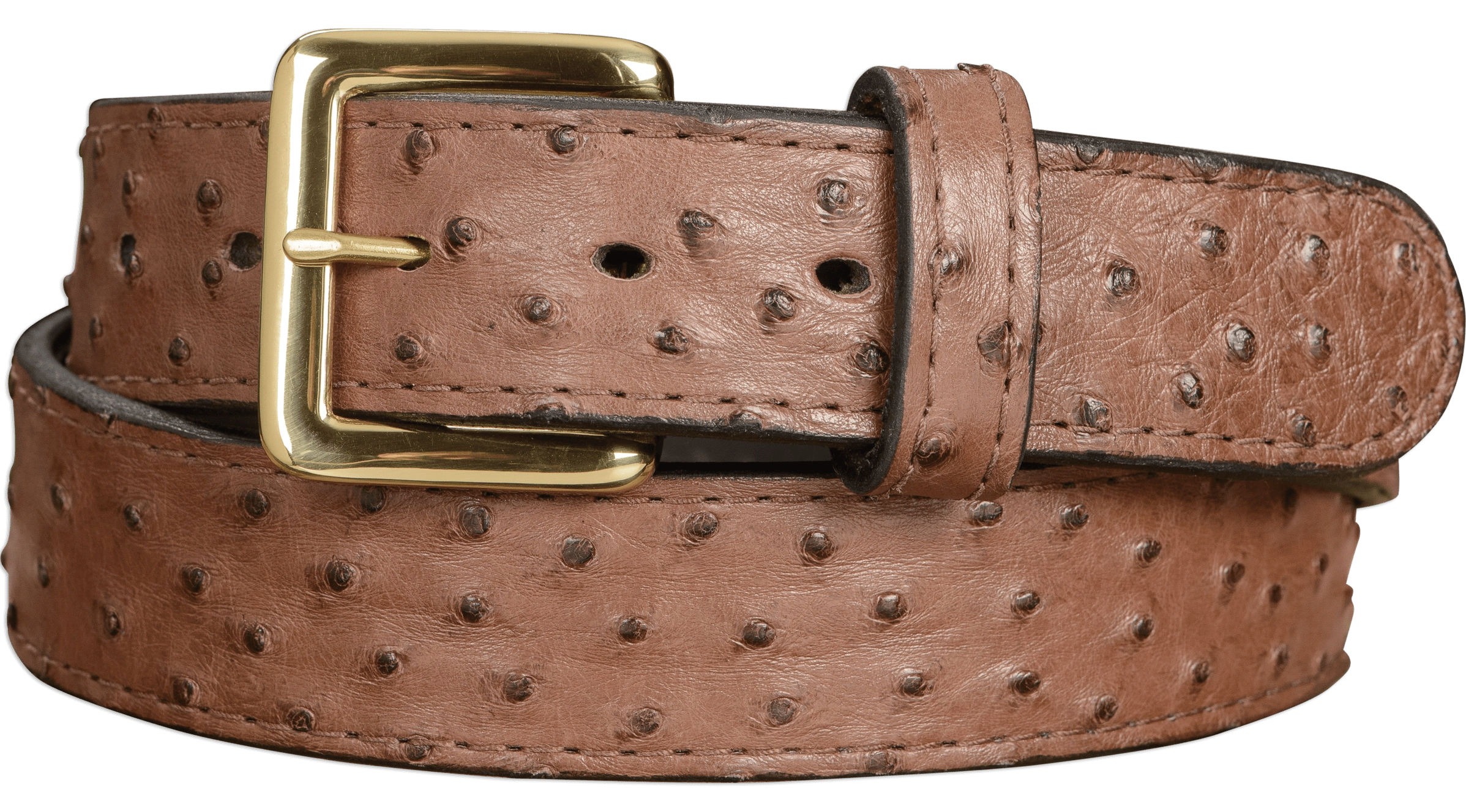 Men's Brown South African Ostrich Skin Leather Belt