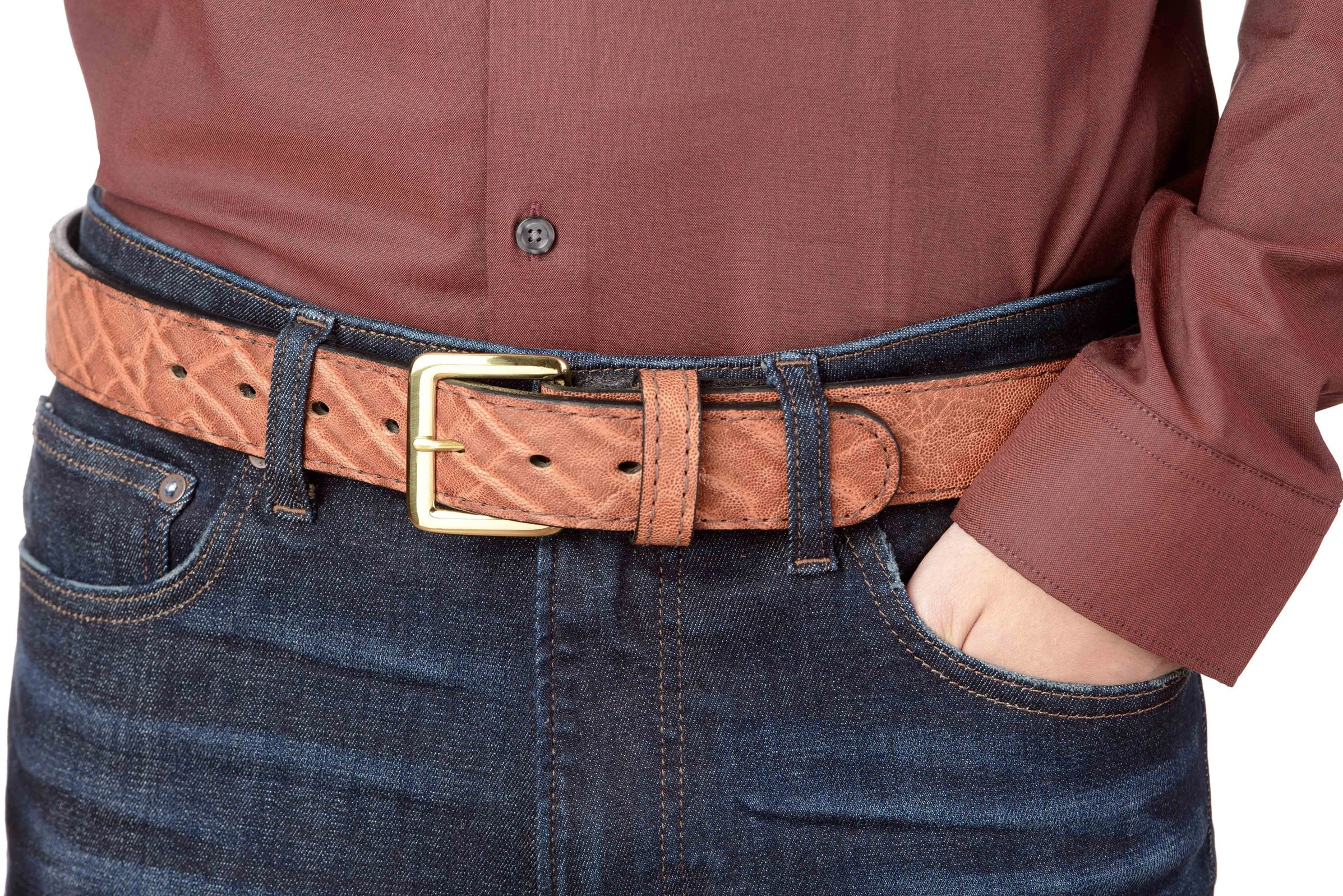 Men's Caramel Brown Elephant Leather Belt