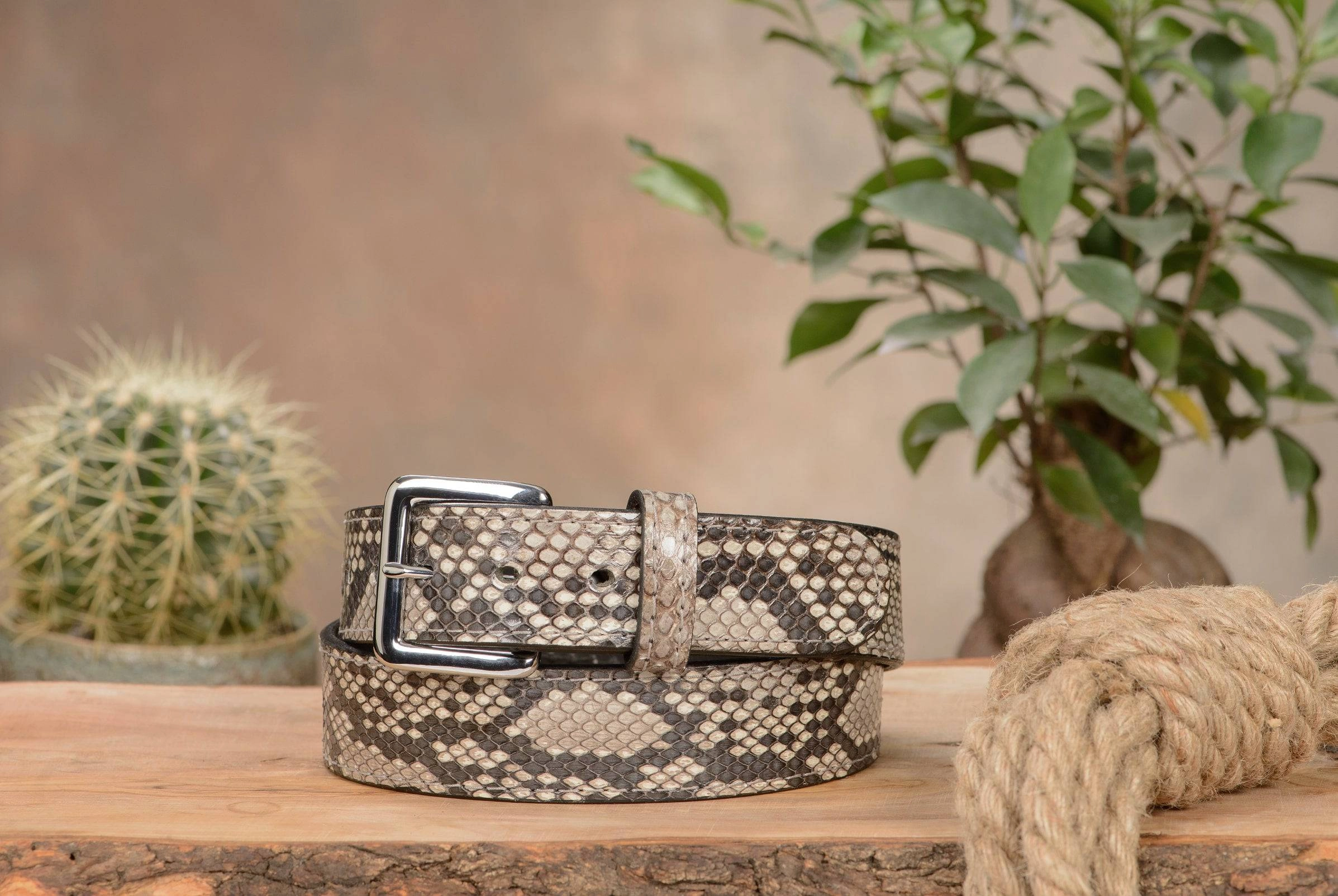 Men's Python Snakeskin Leather Belt