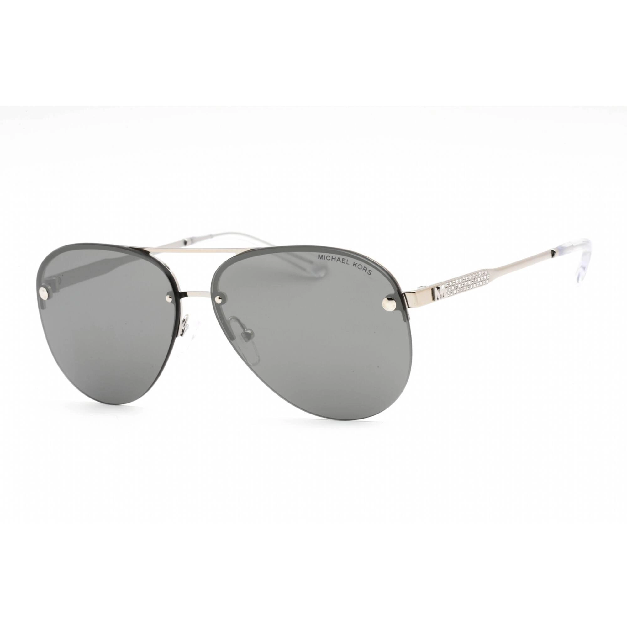 Michael Kors Women's Sunglasses - Half Rim Silver/Black Aviator | 0MK1135B 10156G