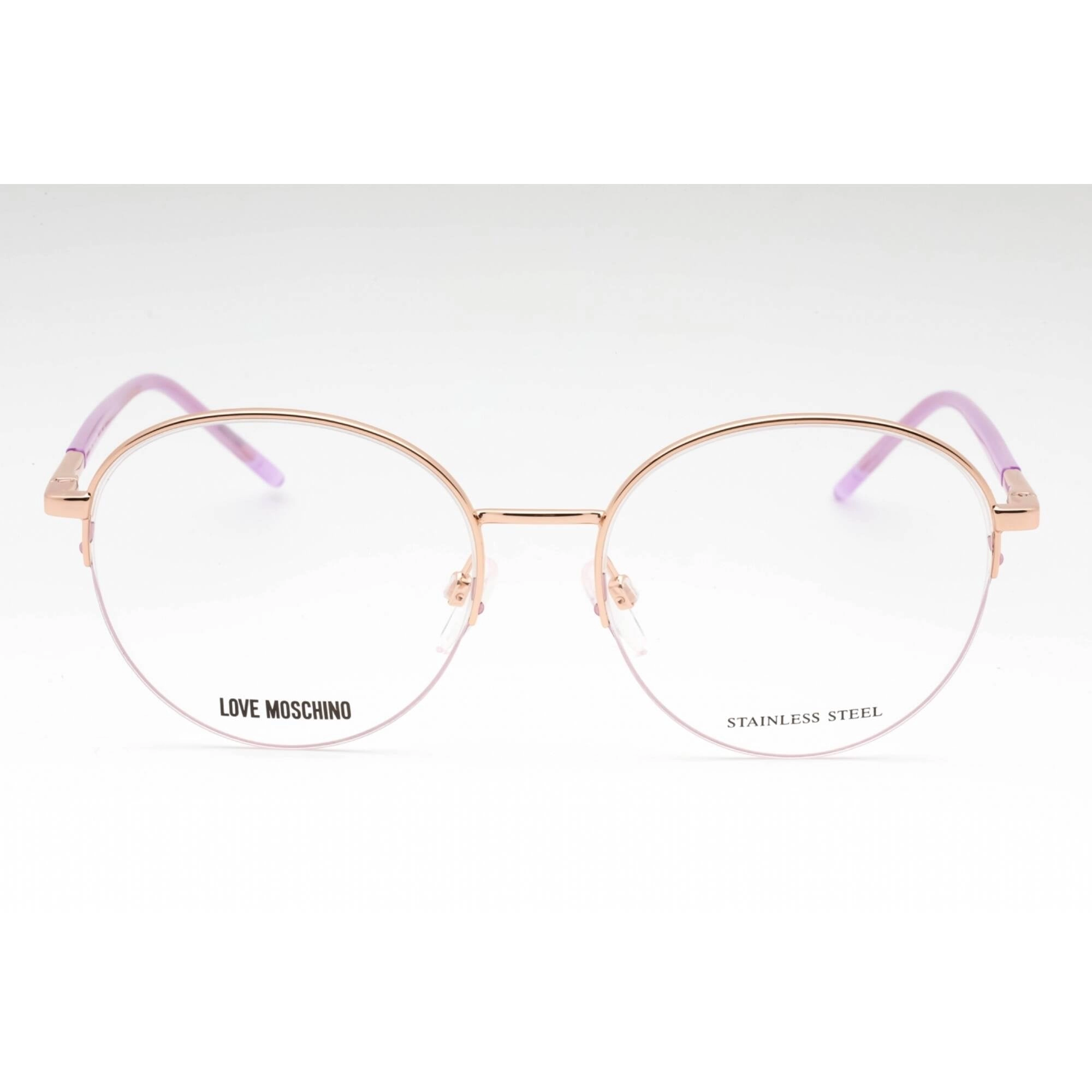 Moschino Love Women's Eyeglasses - Lilac Gold Copper Round Full Rim Frame | MOL569 LTA