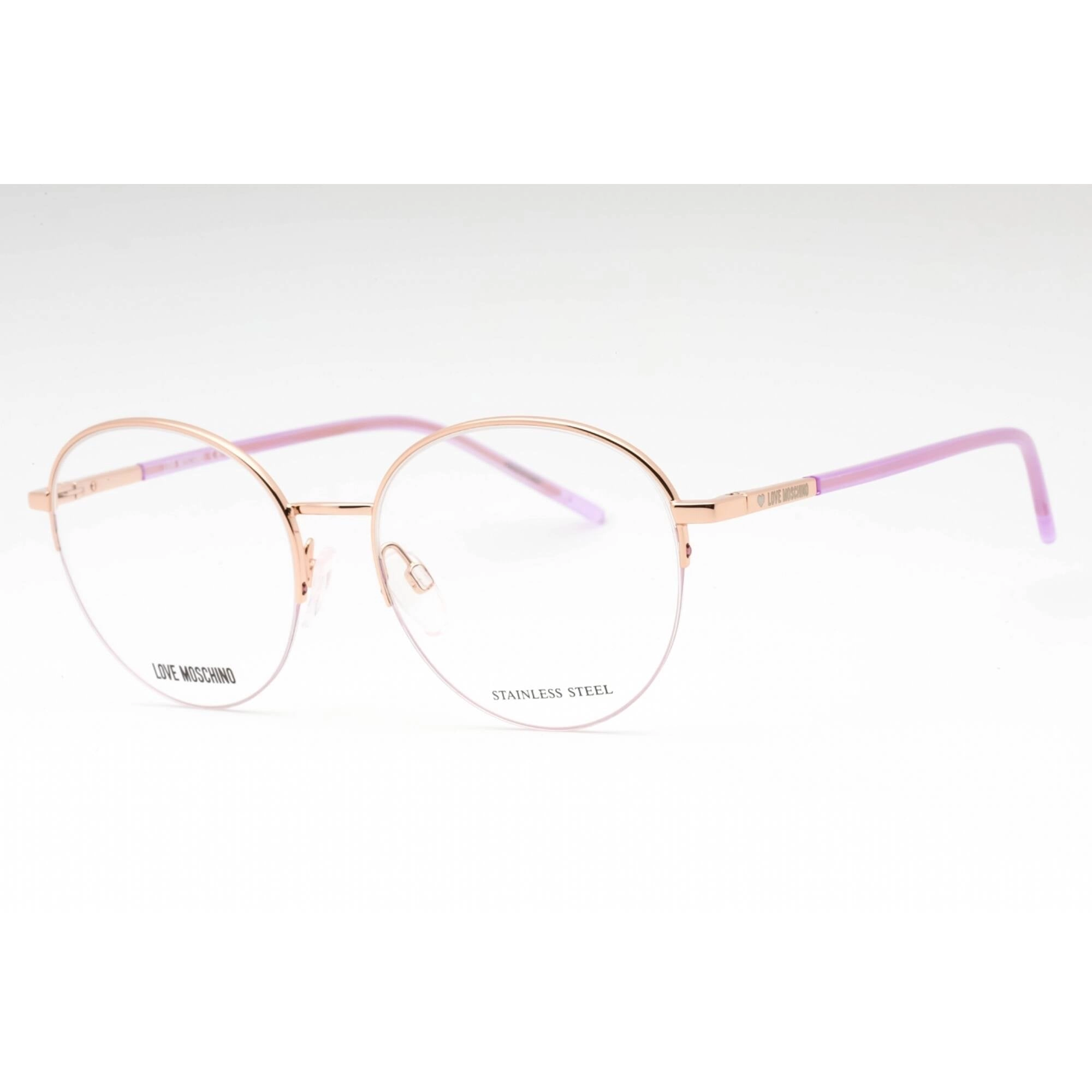 Moschino Love Women's Eyeglasses - Lilac Gold Copper Round Full Rim Frame | MOL569 LTA