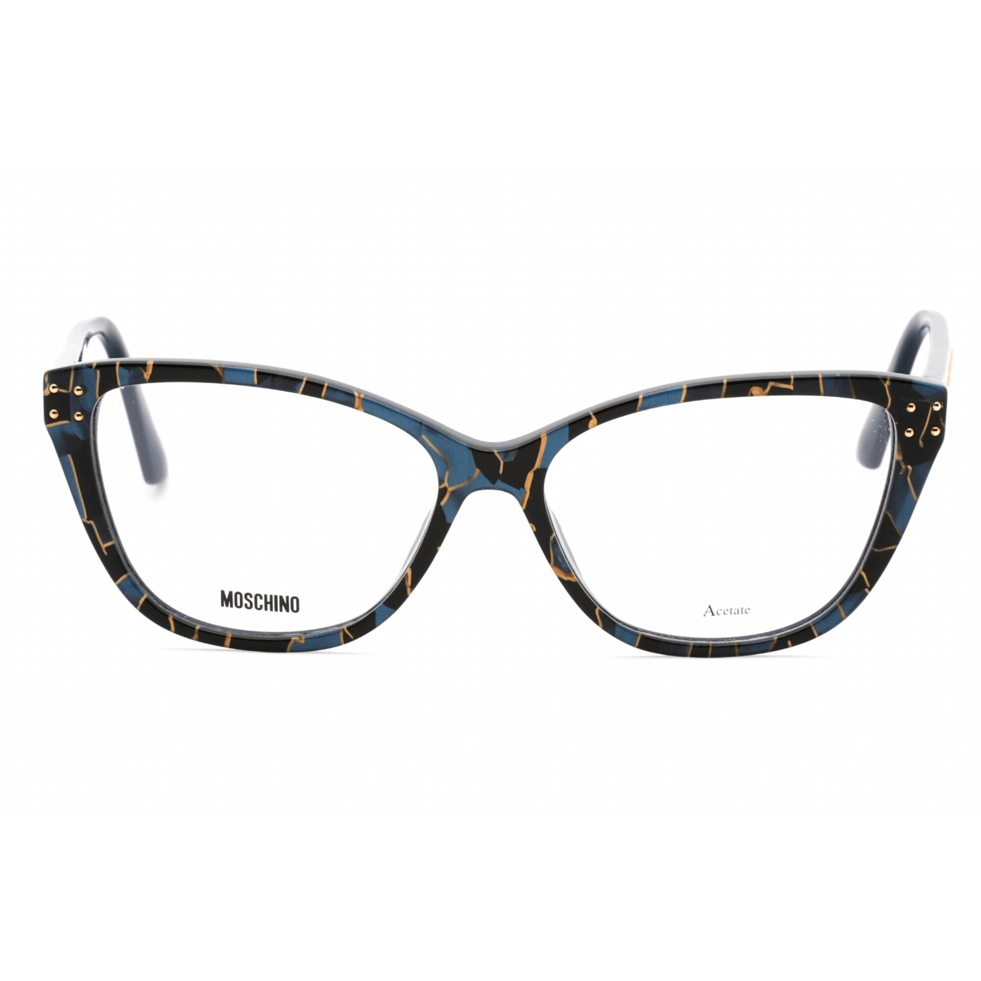 Moschino Women's Eyeglasses - Black Blue Havana Plastic Cat Eye Frame | MOS583 0EDC 00