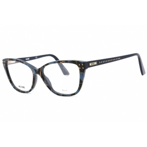 Moschino Women's Eyeglasses - Black Blue Havana Plastic Cat Eye Frame | MOS583 0EDC 00
