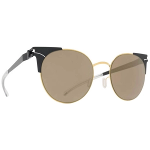 Mykita Women's Sunglasses - Brilliant Grey Lens Gold/Jet Black Cat Eye | LULU 167
