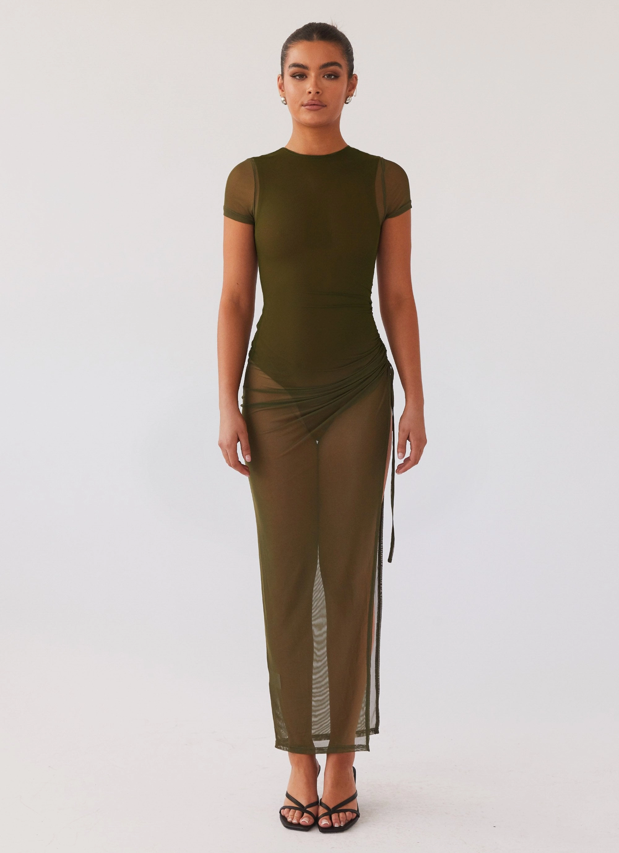 Mystery Lady Mesh Maxi Dress - Olivine