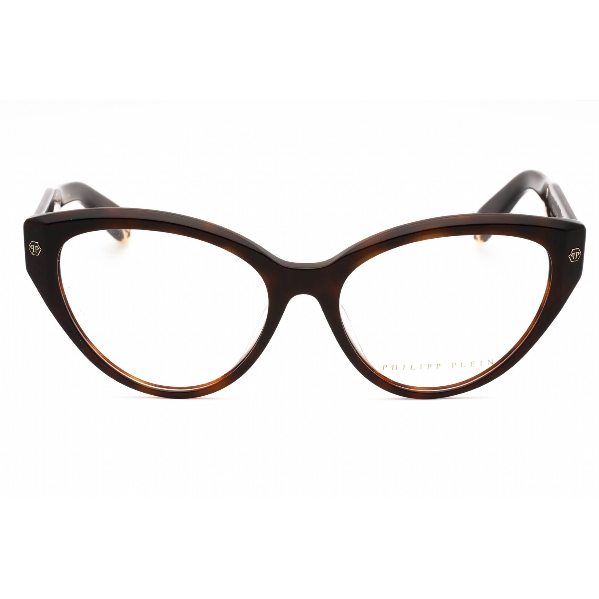 Philipp Plein Women's Eyeglasses - Shiny Dark Havana Plastic Cat Eye | VPP052M 0752
