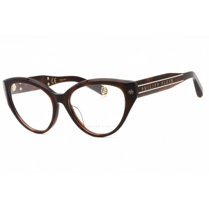 Philipp Plein Women's Eyeglasses - Shiny Dark Havana Plastic Cat Eye | VPP052M 0752